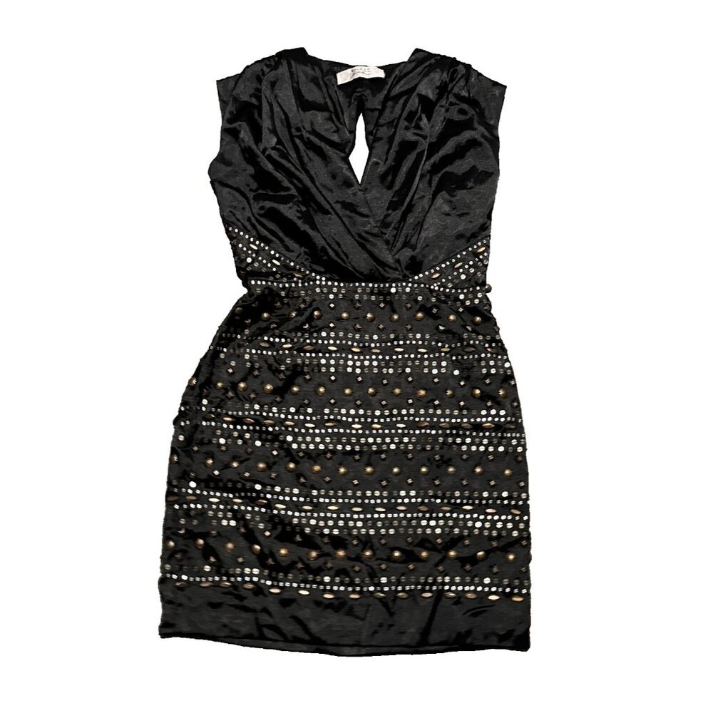 Mark+James Badgley Mischka dress satin beaded y2k style diamond shape open back